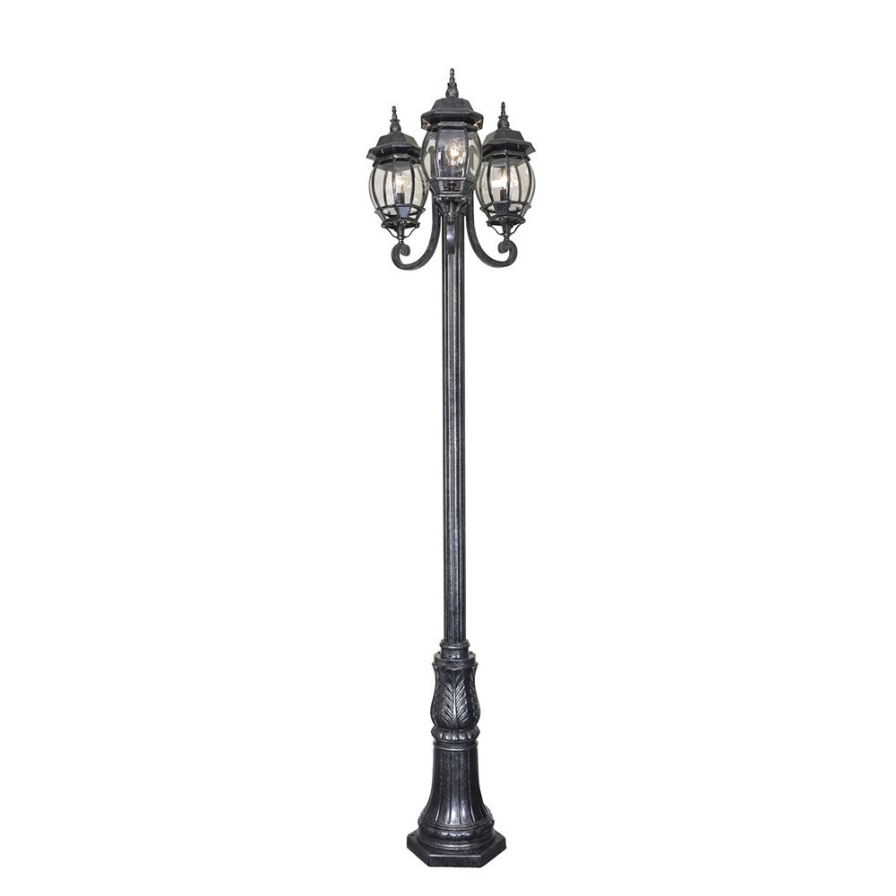 Flinders 3 Head Outdoor Garden Post Light Antique Black - LOI1001819A