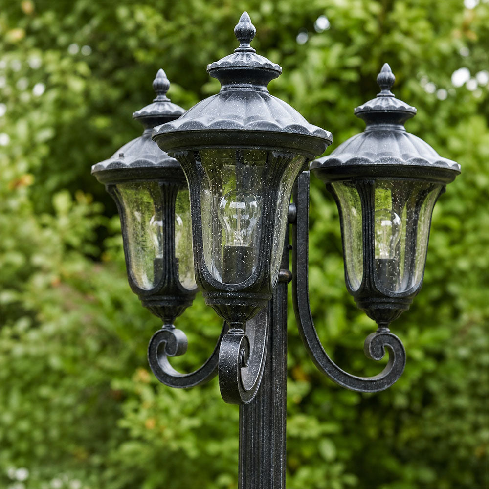 Waterford 3 Head Outdoor Garden Post Light Antique Black - LOI1001822A