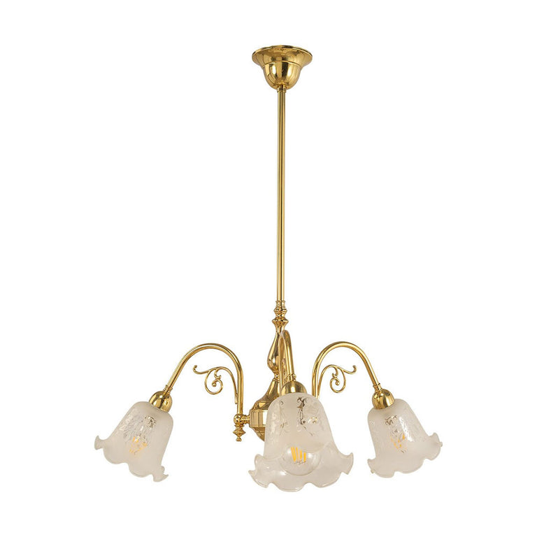 Victoriana 3 Light Pendant Polished Brass with 5008 29mm Frost Etched Shades - LOI3000320A