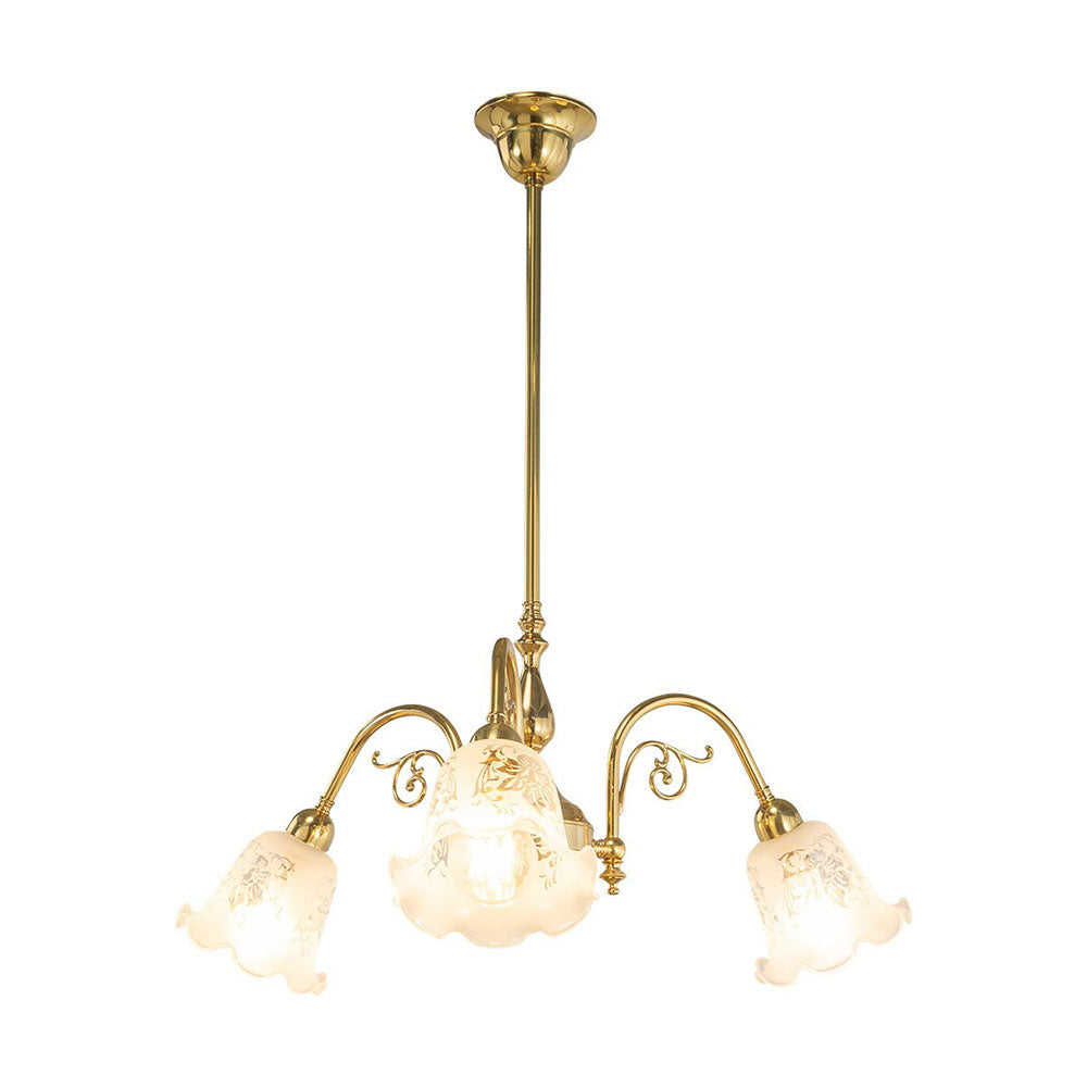 Victoriana 3 Light Pendant Polished Brass with 5008 29mm Frost Etched Shades - LOI3000320A
