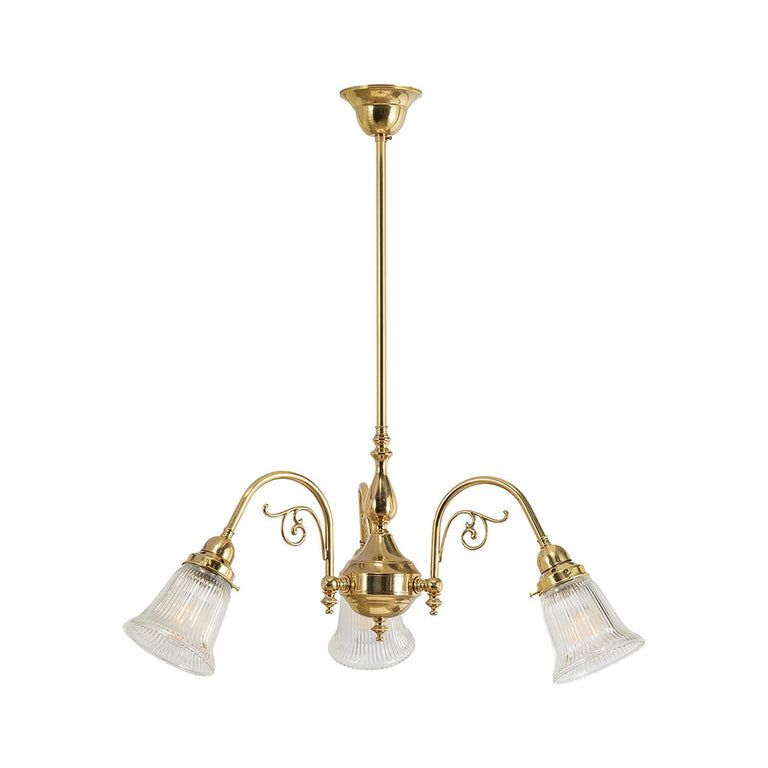 Victoriana 3 Light Pendant Polished Brass with Zipper 23 Clear Shades - LOI3001280A