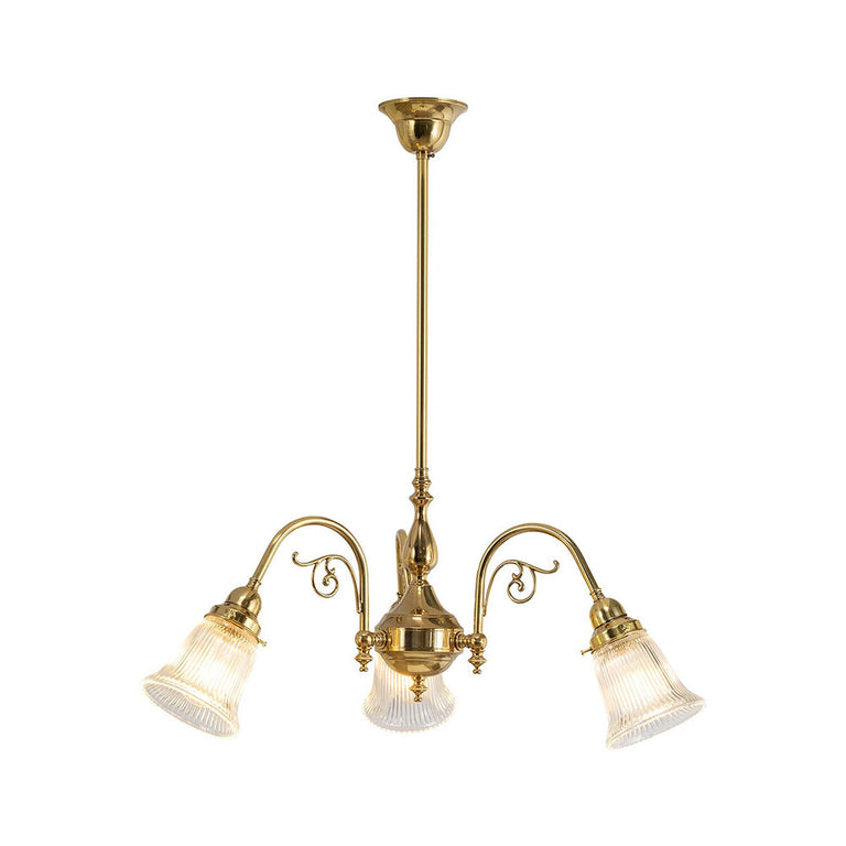 Victoriana 3 Light Pendant Polished Brass with Zipper 23 Clear Shades - LOI3001280A