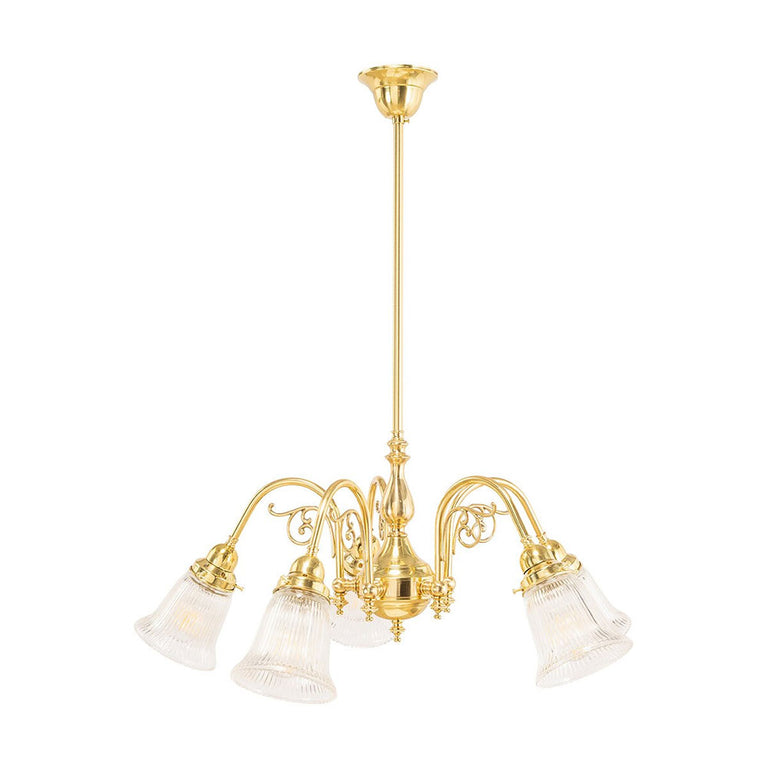 Victoriana 5 Light Pendant Polished Brass with Zipper 23 Clear Shades - LOI3001281A