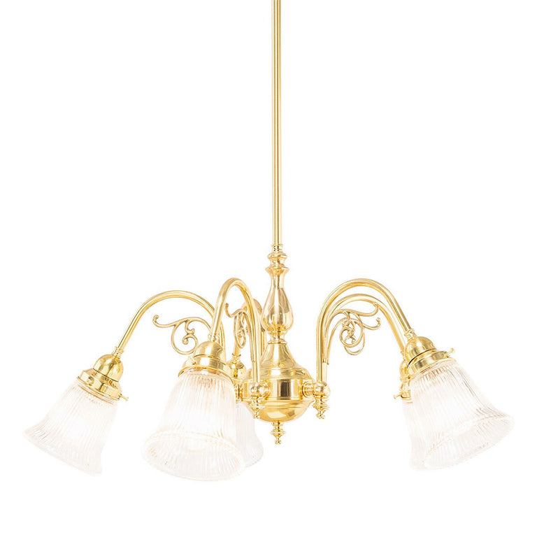 Victoriana 5 Light Pendant Polished Brass with Zipper 23 Clear Shades - LOI3001281A