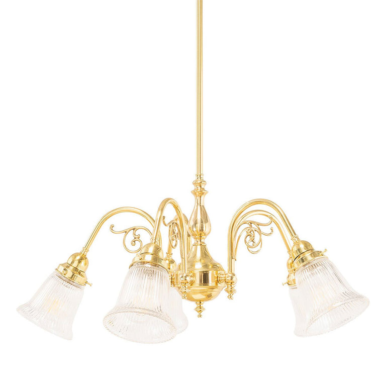 Victoriana 5 Light Pendant Polished Brass with Zipper 23 Clear Shades - LOI3001281A