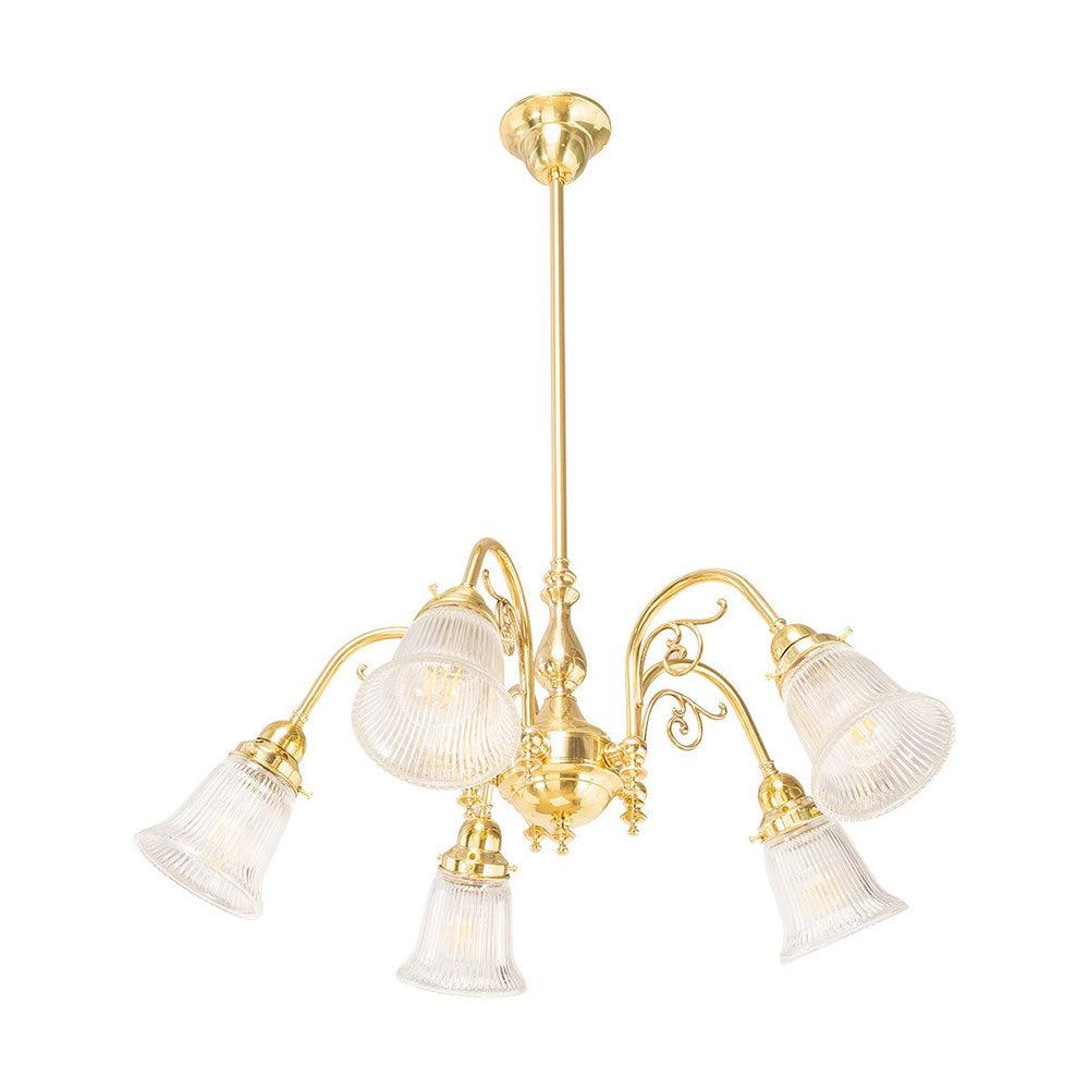 Victoriana 5 Light Pendant Polished Brass with Zipper 23 Clear Shades - LOI3001281A