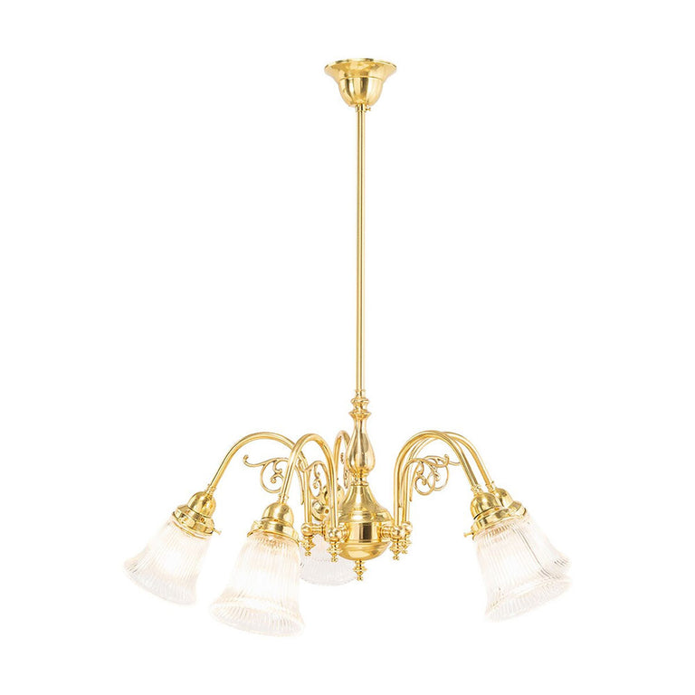 Victoriana 5 Light Pendant Polished Brass with Zipper 23 Clear Shades - LOI3001281A