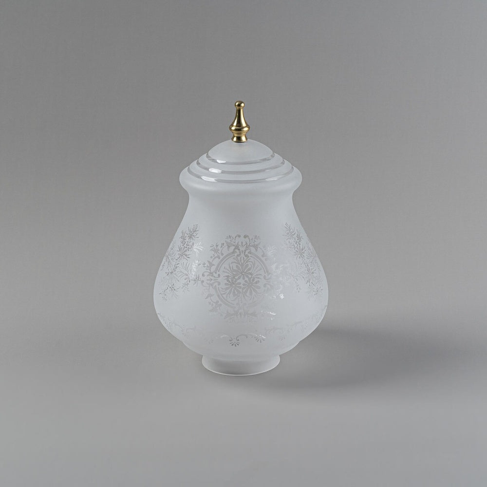 Cambridge Large Frost Etched Glass Shade 4 1/4" Fitter With Finial Polished Brass - LOI3090020A