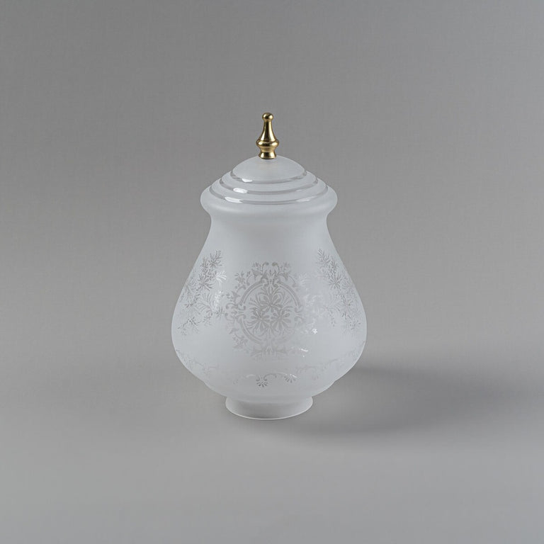 Cambridge Large Frost Etched Glass Shade 4 1/4" Fitter With Finial Polished Brass - LOI3090020A