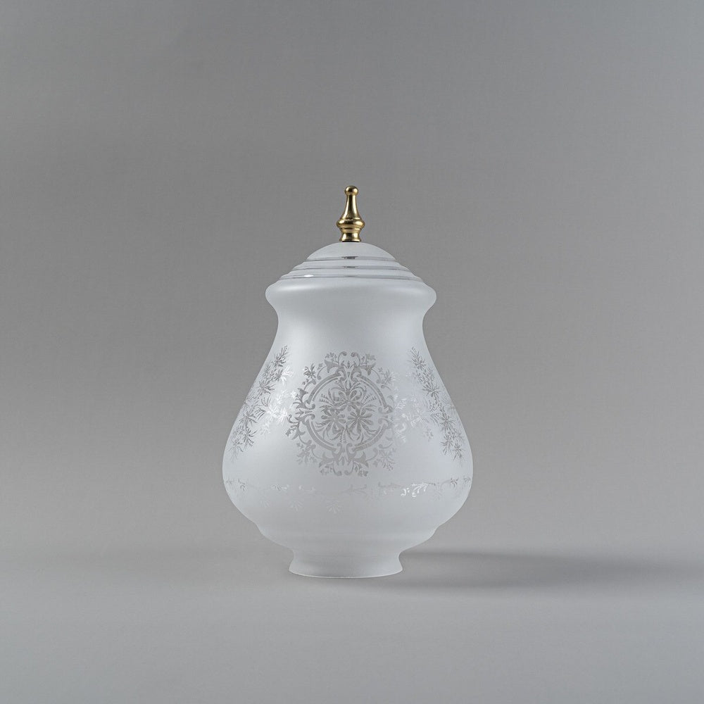 Cambridge Large Frost Etched Glass Shade 4 1/4" Fitter With Finial Polished Brass - LOI3090020A