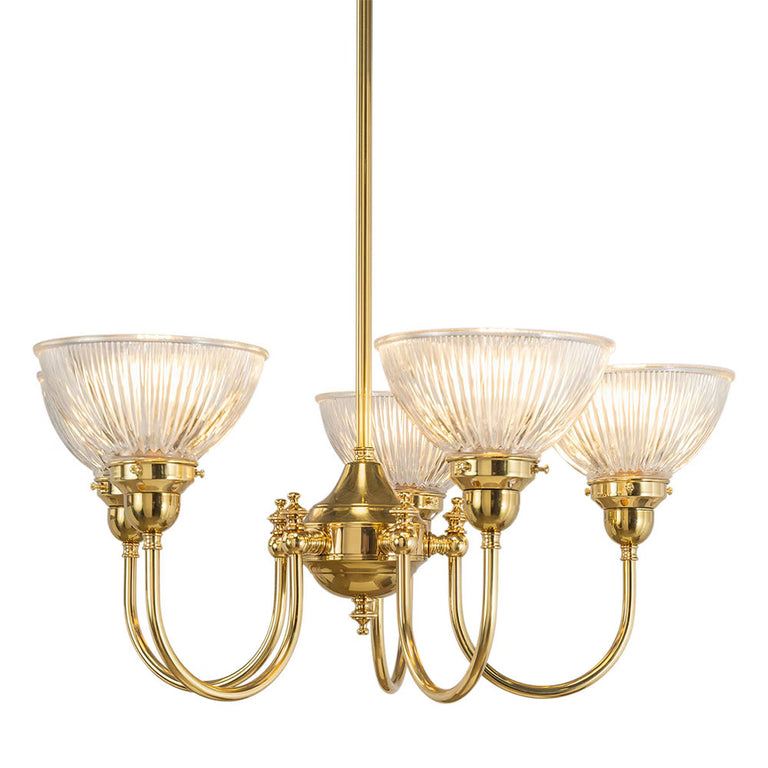 Luke 5 Light Pendant Arms Up Claredon Clear Shades - LOI3090347A