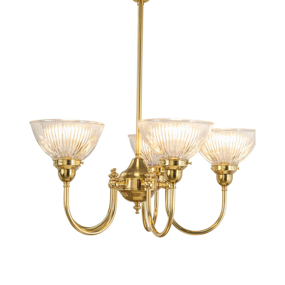 Luke 5 Light Pendant Arms Up Claredon Clear Shades - LOI3090347A