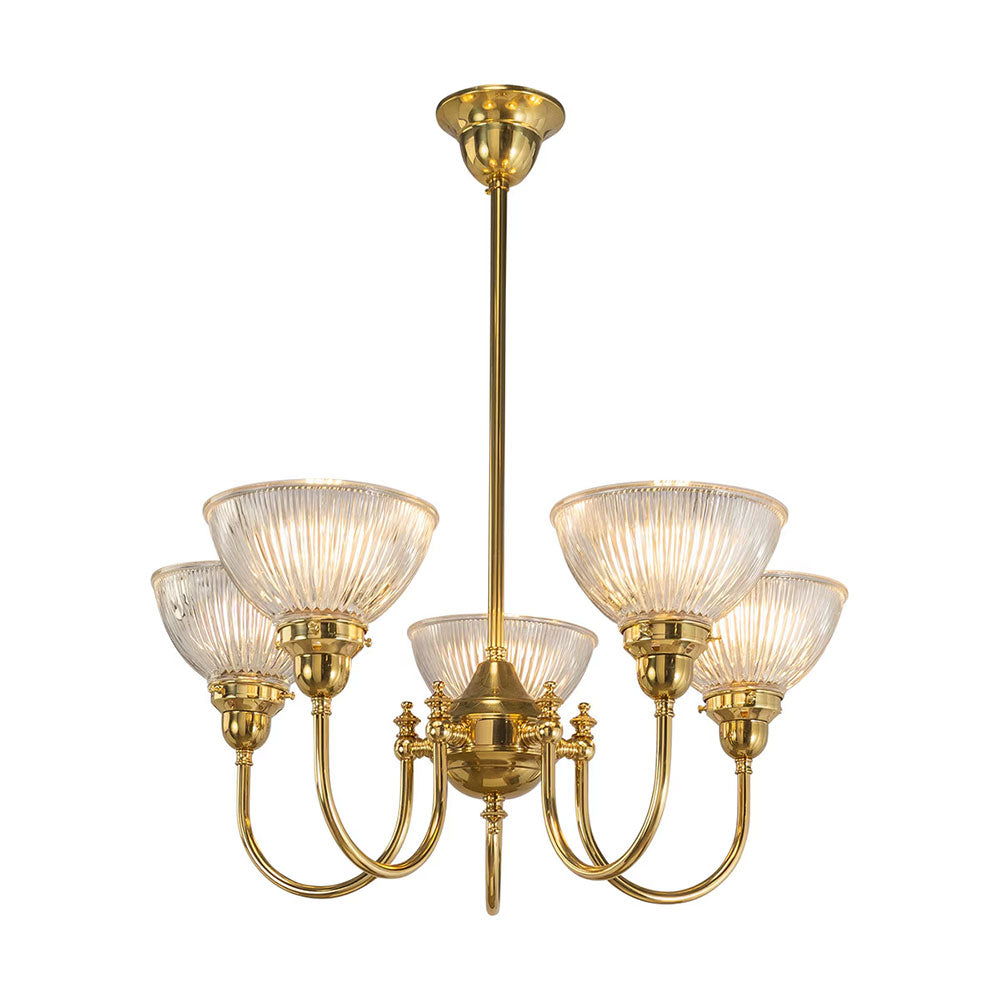 Luke 5 Light Pendant Arms Up Claredon Clear Shades - LOI3090347A