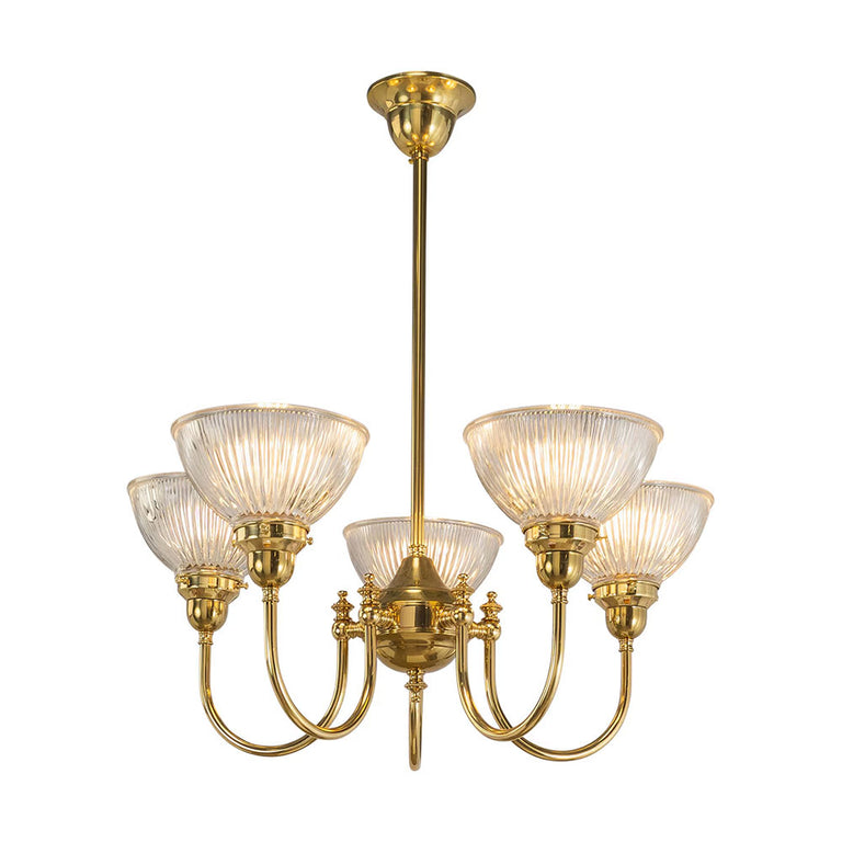 Luke 5 Light Pendant Arms Up Claredon Clear Shades - LOI3090347A
