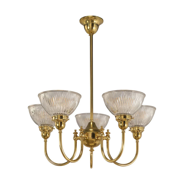 Luke 5 Light Pendant Arms Up Claredon Clear Shades - LOI3090347A
