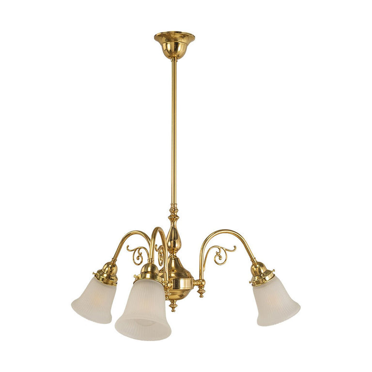 Victoriana 3 Light Pendant Polished Brass with Zipper 23 Frost Shades - LOI3090356A