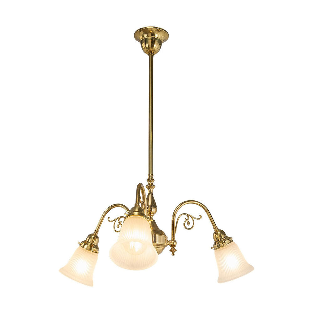 Victoriana 3 Light Pendant Polished Brass with Zipper 23 Frost Shades - LOI3090356A