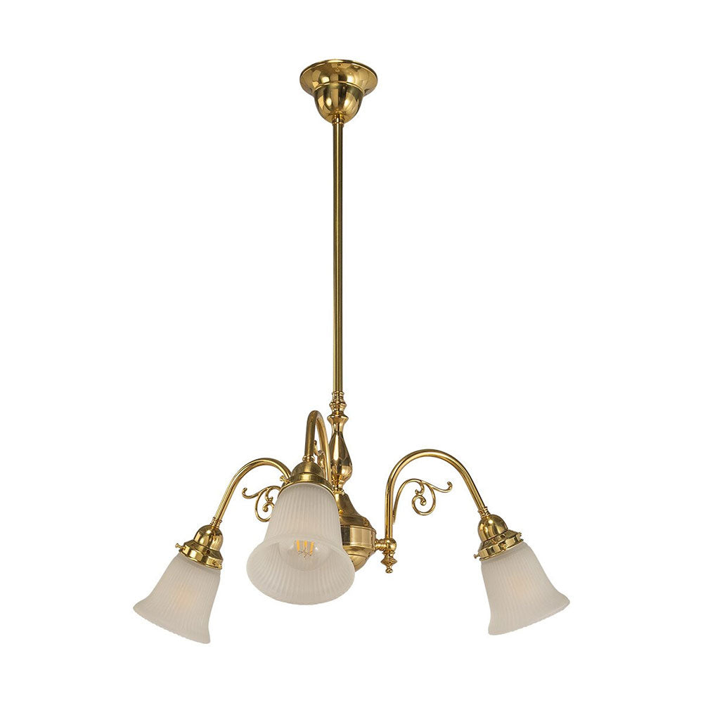 Victoriana 3 Light Pendant Polished Brass with Zipper 23 Frost Shades - LOI3090356A