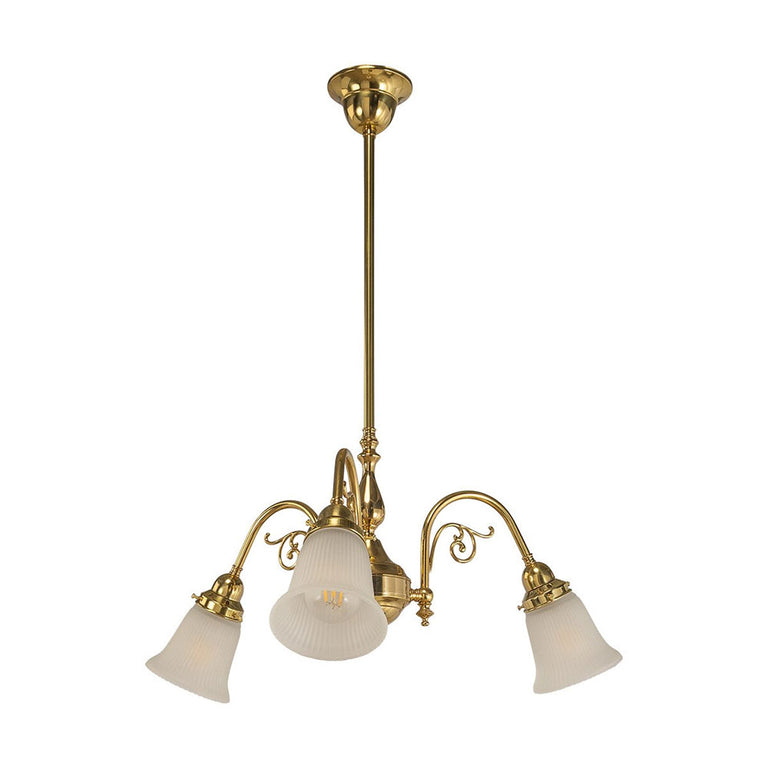 Victoriana 3 Light Pendant Polished Brass with Zipper 23 Frost Shades - LOI3090356A