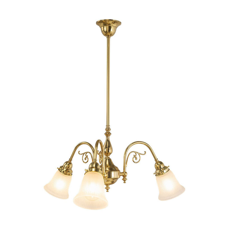 Victoriana 3 Light Pendant Polished Brass with Zipper 23 Frost Shades - LOI3090356A