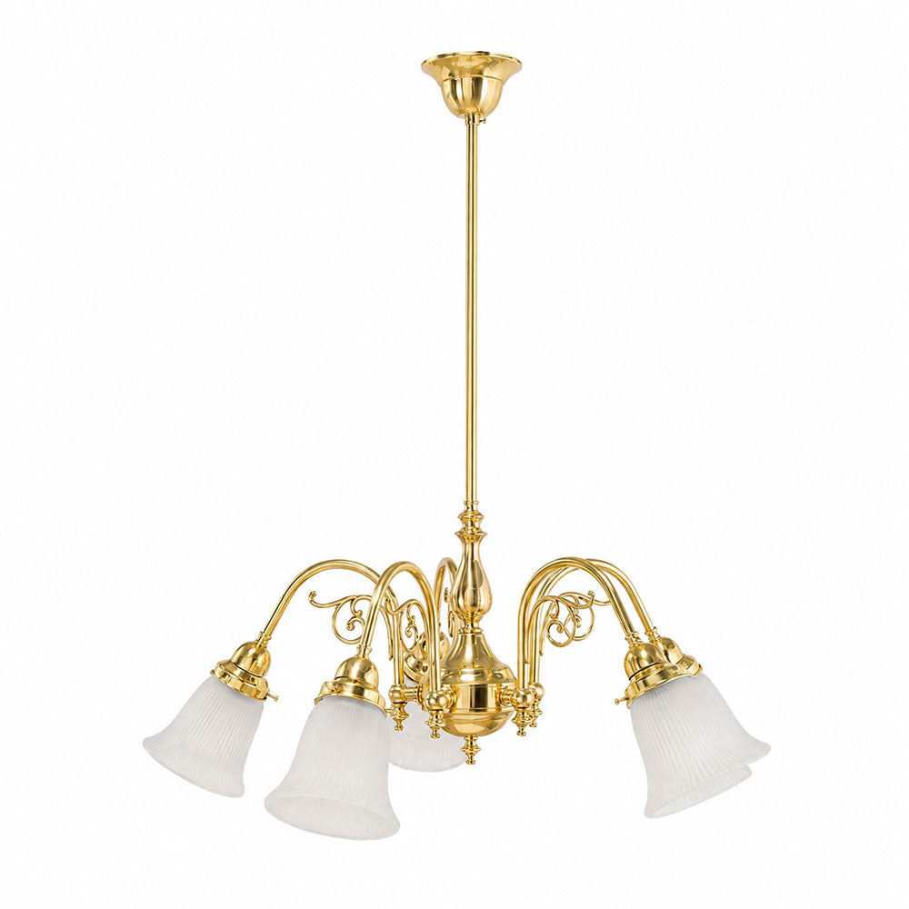 Victoriana 5 Light Pendant Polished Brass with Zipper 23 Frost Shades - LOI3090357A