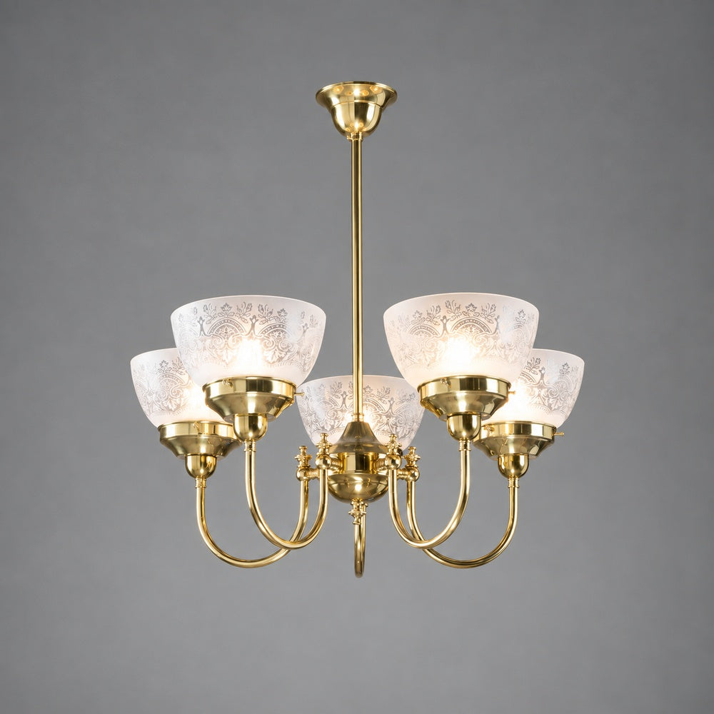 Luke 5 Light Pendant With Keon Shades Arms Up - LOI3090409A