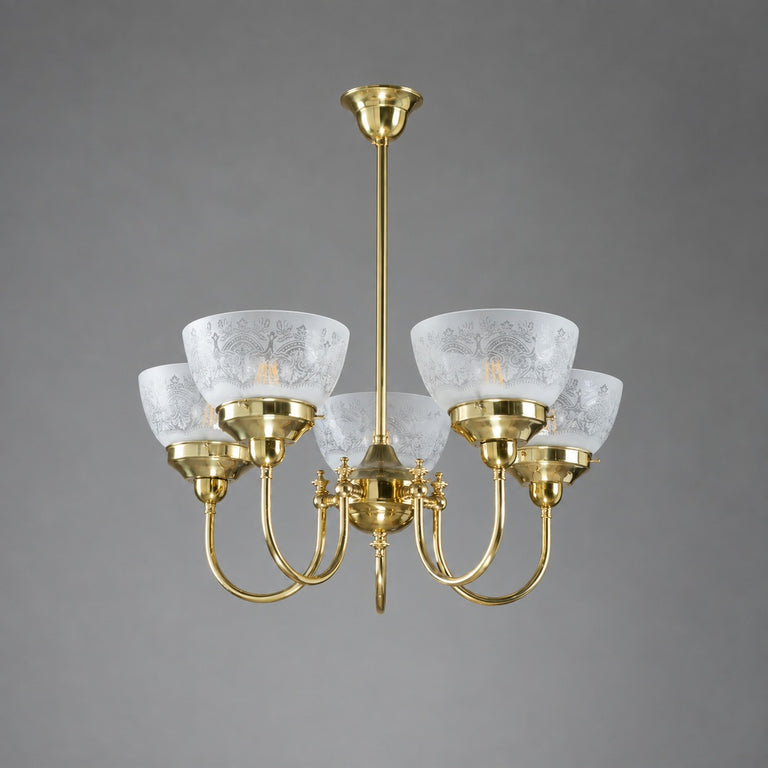 Luke 5 Light Pendant With Keon Shades Arms Up - LOI3090409A