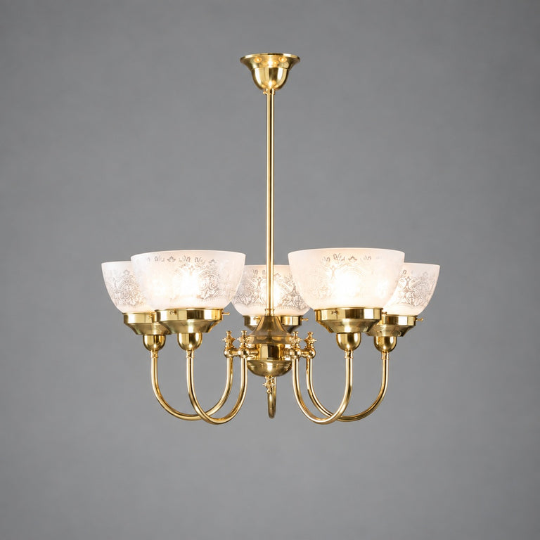 Luke 5 Light Pendant With Keon Shades Arms Up - LOI3090409A