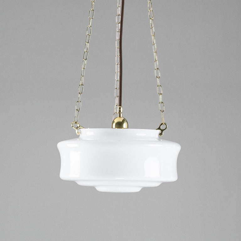 Elwood 12" Opal Gloss On 3 Chain Suspension Polished Brass - LOI3090479A