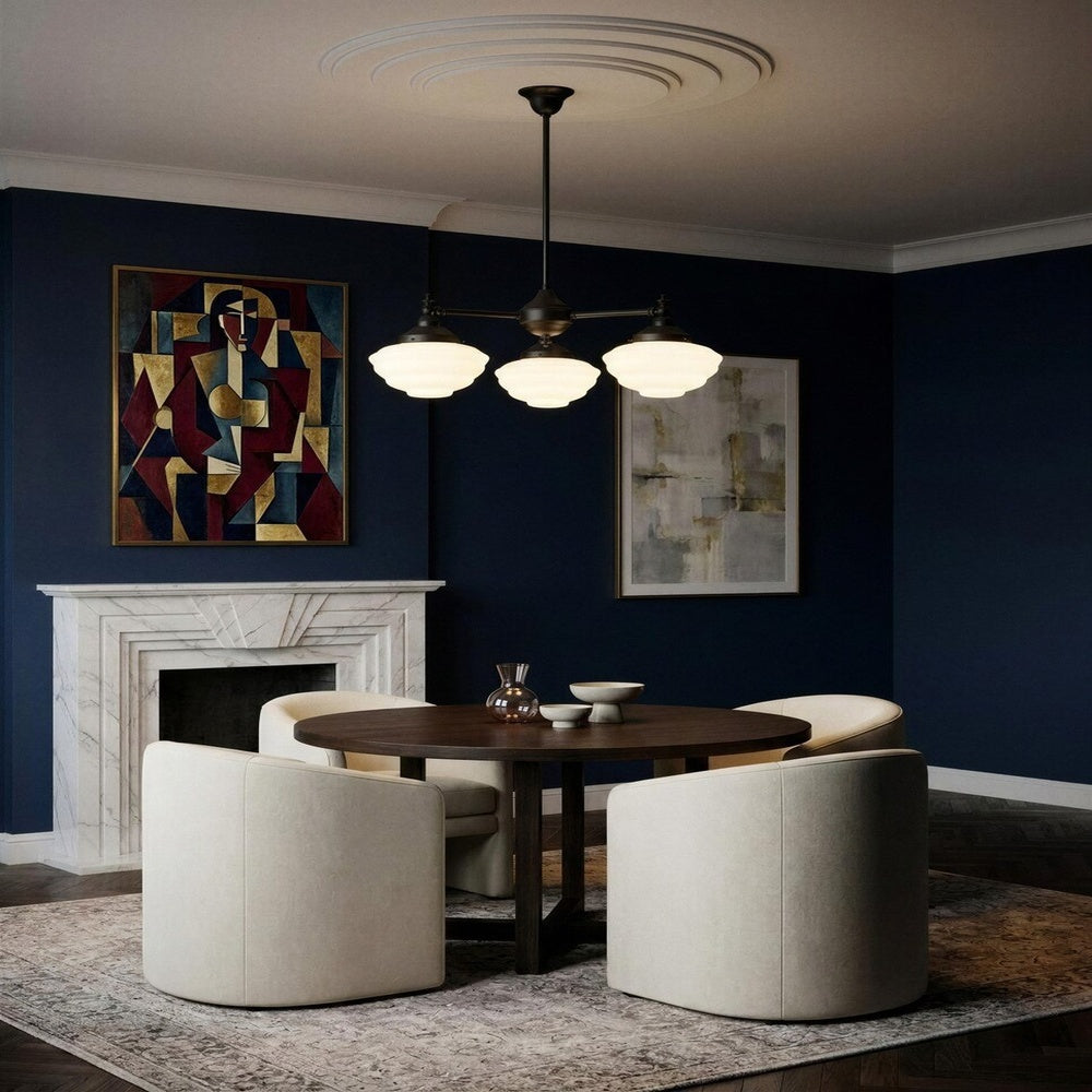 Bentleigh 3 Light Pendant Arms Down With Cannes Opal Gloss Shades - LOI3090480A
