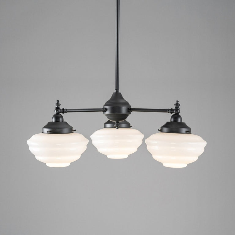 Bentleigh 3 Light Pendant Arms Down With Cannes Opal Gloss Shades - LOI3090480A