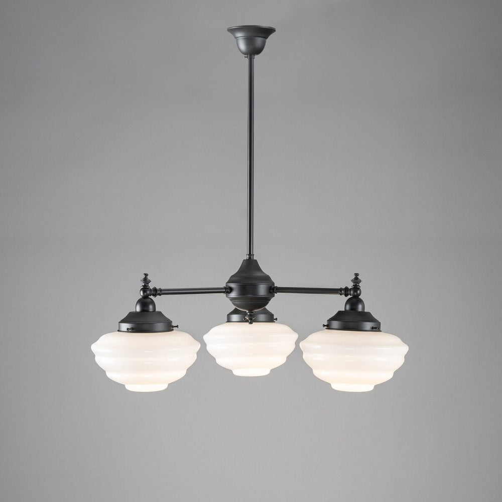 Bentleigh 3 Light Pendant Arms Down With Cannes Opal Gloss Shades - LOI3090480A