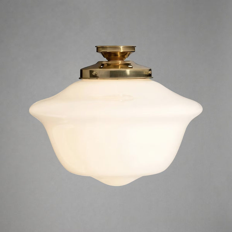 Victorian Schoolhouse 16" Opal Gloss batten Fix Polished Brass - LOI3090525A