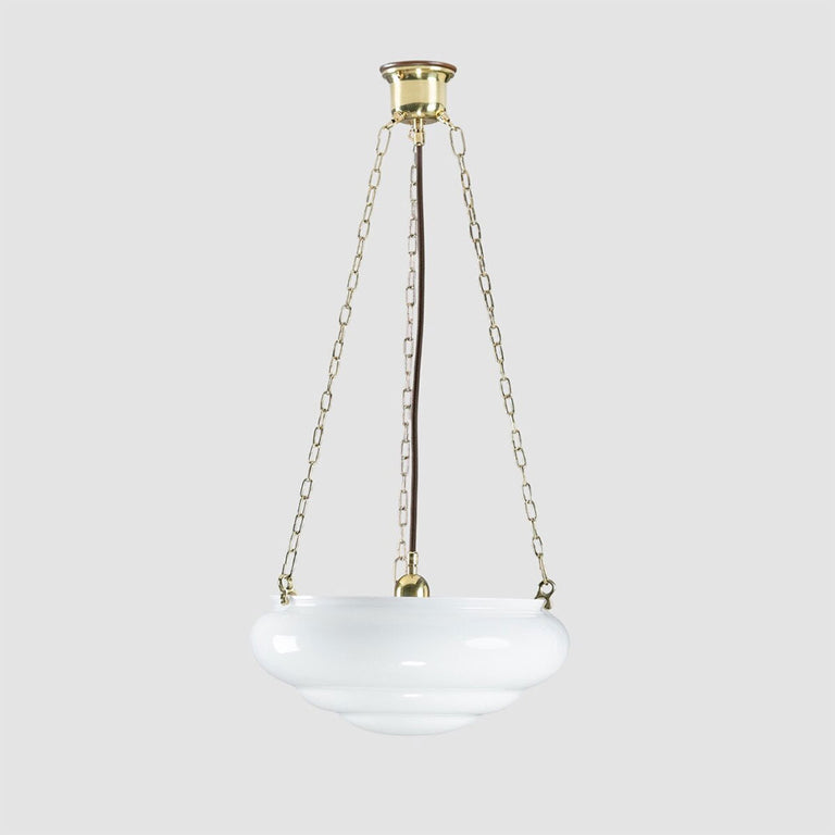 Art Nouveau 14" Opal Gloss on 3 Chain Suspension Polished Brass - LOI3090571A