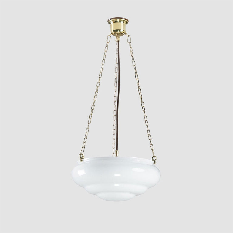 Art Nouveau 14" Opal Gloss on 3 Chain Suspension Polished Brass - LOI3090571A