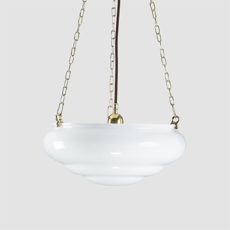 Art Nouveau 14" Opal Gloss on 3 Chain Suspension Polished Brass - LOI3090571A