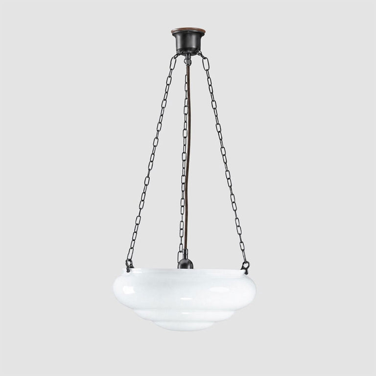 Art Nouveau 14" Opal Gloss on 3 Chain Suspension Patina - LOI3090573A