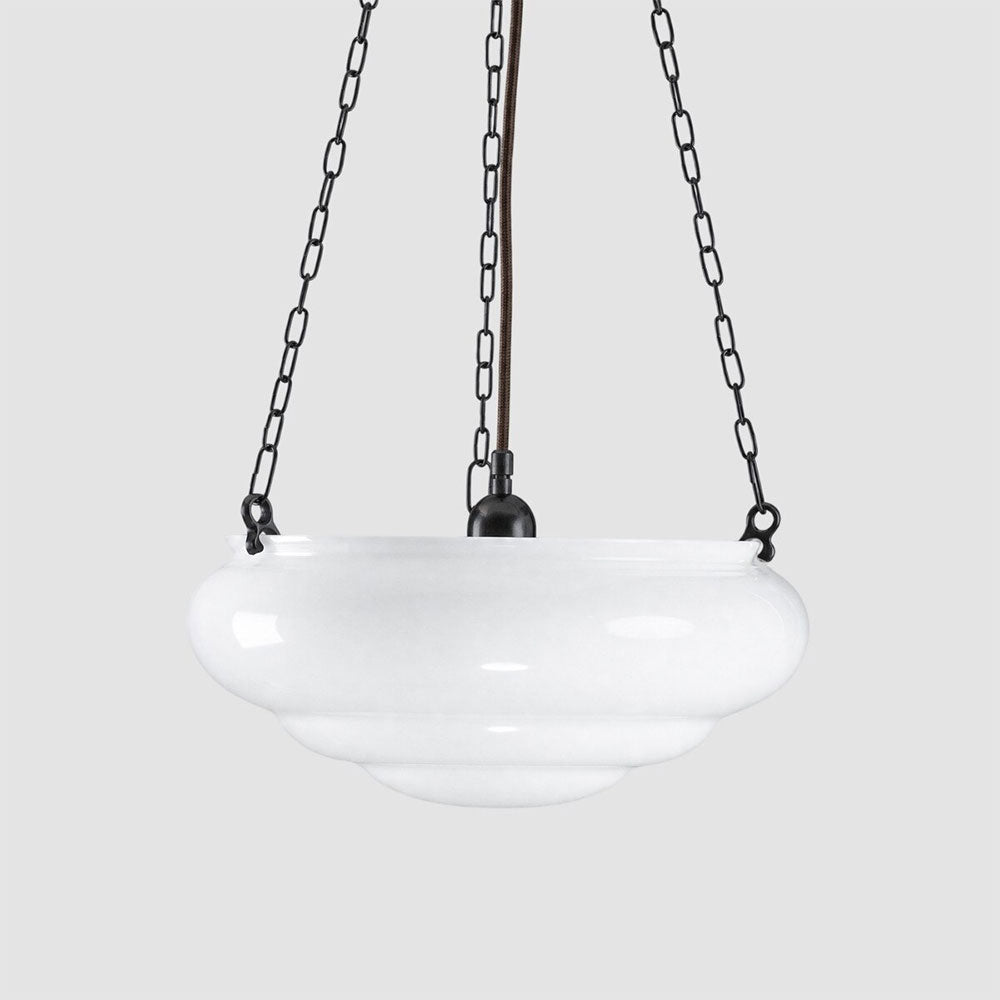 Art Nouveau 14" Opal Gloss on 3 Chain Suspension Patina - LOI3090573A