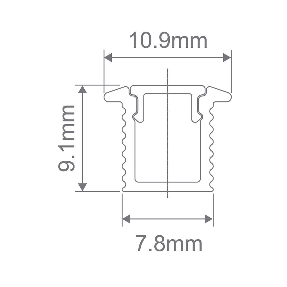MICRO-REC - LP-0809-RC Recessed LED Mounting Profile 3M Length Black - 21961