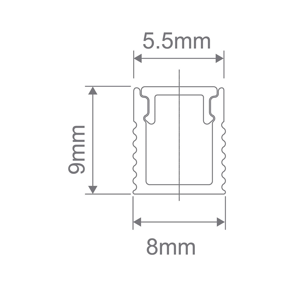 MICRO-SM - LP-0809-SM Surface Mounted LED Mounting Profile 1M Length Aluminium - 21944