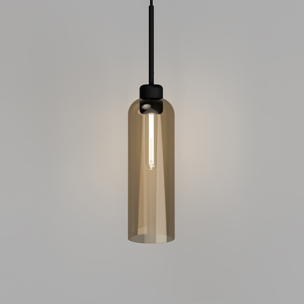 Parlour Lite Elong Pendant Light Textured Black / Amber