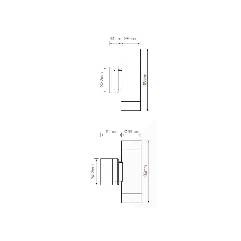 Piazza 6W 240V Up & Down Wall Pillar Light Stainless Steel / Cool White - LS741V-G522-LED-3W4MEMSS