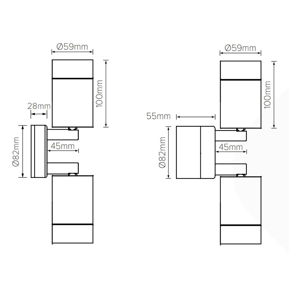 Villa 6W 240V Double Adjustable Wall Pillar Light Stainless Steel / Cool White - LS751-2V-G512-LED-3W4MEMSS