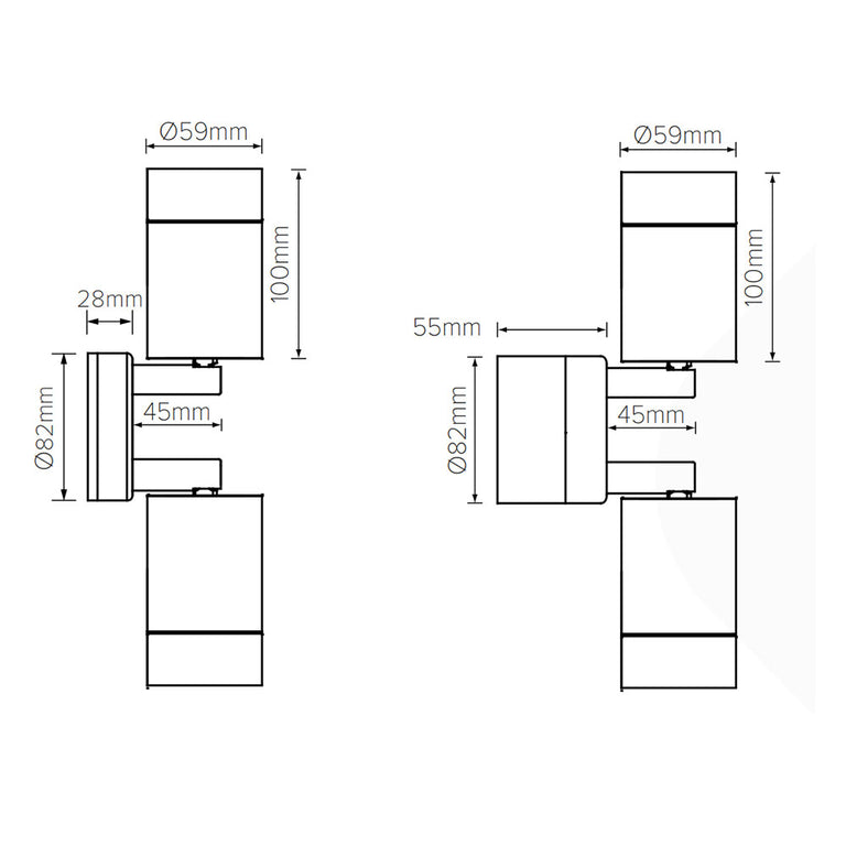Villa 6W 240V Double Adjustable Wall Pillar Light Stainless Steel / Cool White - LS751-2V-G512-LED-3W4MEMSS