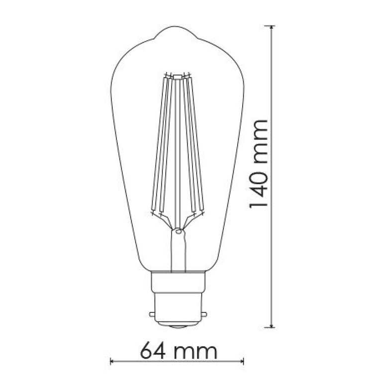 Filament ST64 Clear 8W LED B22 Dimmable / Daylight - LST21NDL/B22D/C
