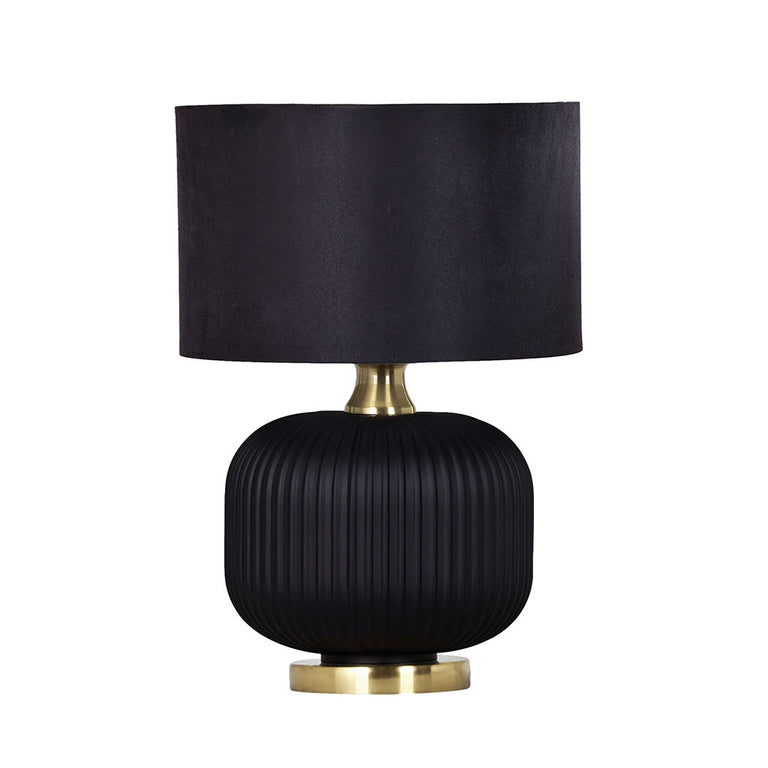 Interior Drum Shade Ceramic Base Table Lamp Black - LUSSO-T1