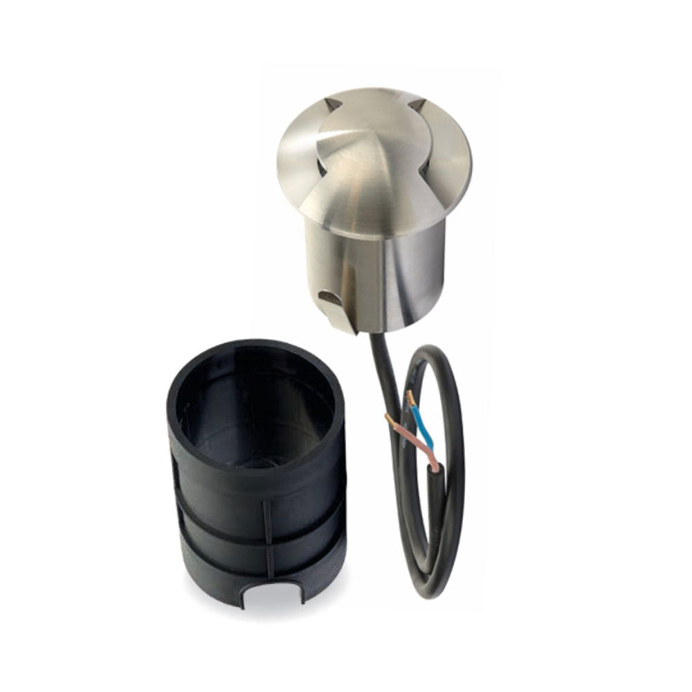 Outdoor Recessed 3W 12V AC / DC LED Double In-ground Driveway / Step Light 304 Stainless Steel / Warm White - LV732-SS