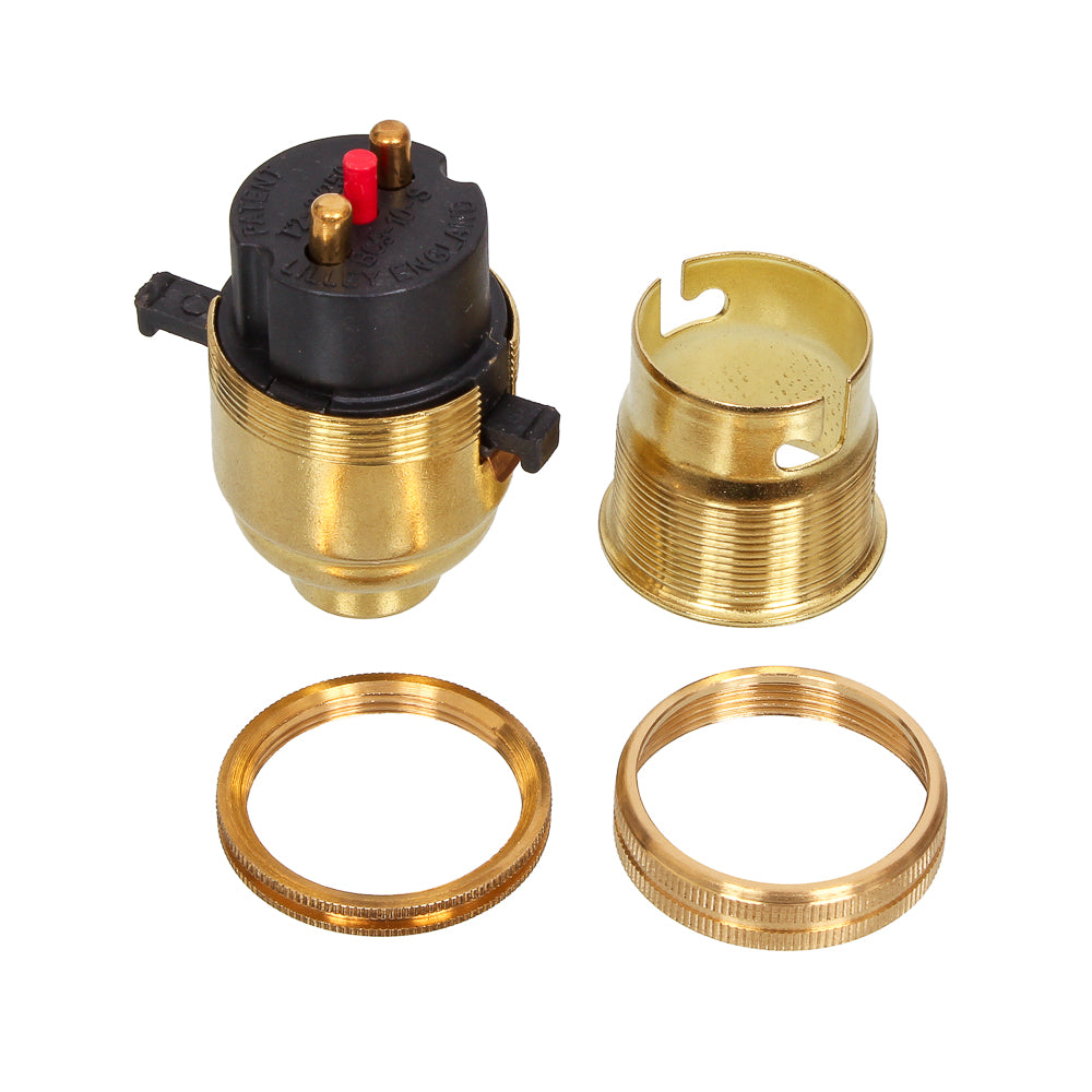 Lampholder BC Brass Switched With 10mm Base - ACLH1413E