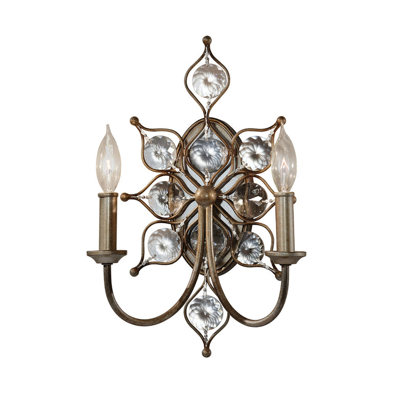 Leila 2 Light Wall Light Burnished Silver - FE-LEILA2