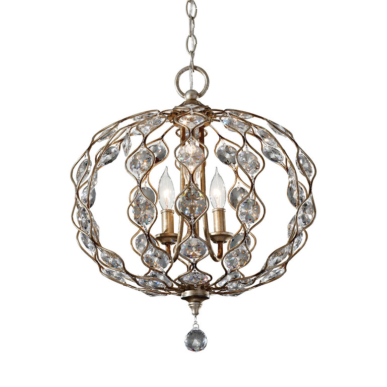 Leila 3 Light Chandelier Burnished Silver - FE-LEILA3